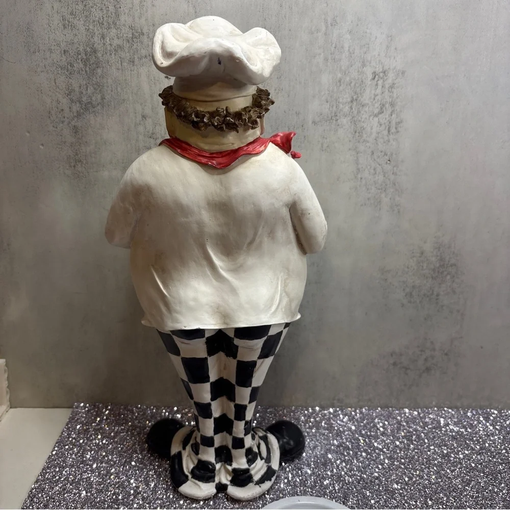 Unk Ceramic Chef Figurine with Red and Pink Grapes